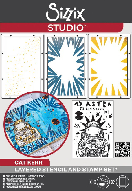Sizzix Studio Stamps 10/Pkg and Stencils 3/Pkg by Cat Kerr-Ad Astra - 5A002MVM-1GP9G - 630454290414