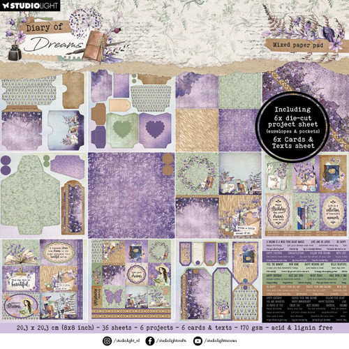 Diary Of Dreams Mixed Paper Pad 8"X8"-Nr. 296, Envelopes - 5A002W3Q-1GWR1 - 8713943159088