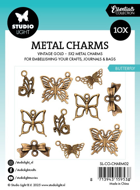 Studio Light Consumables Metal Charms 10/Pkg-Nr. 02 Butterfly - 5A002W2H-1GWSP Studio Light Consumables Metal Charms 10/Pkg-Nr. 02 Butterfly - 5A002W2H-1GWSP