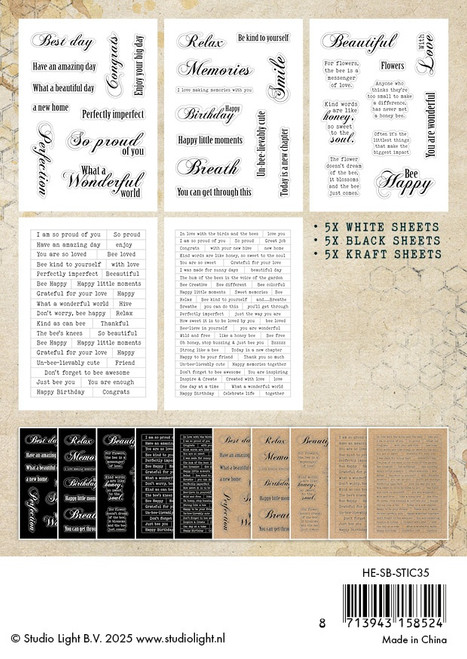 Hazel Eaton Sweet Bee Memories Sticker Sheets -Nr. 35, Sentiments - 5A002W3H-1GWS6