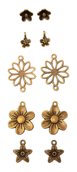 Studio Light Consumables Metal Charms 10/Pkg-Nr. 01 Flowers - 5A002W1W-1GWSC