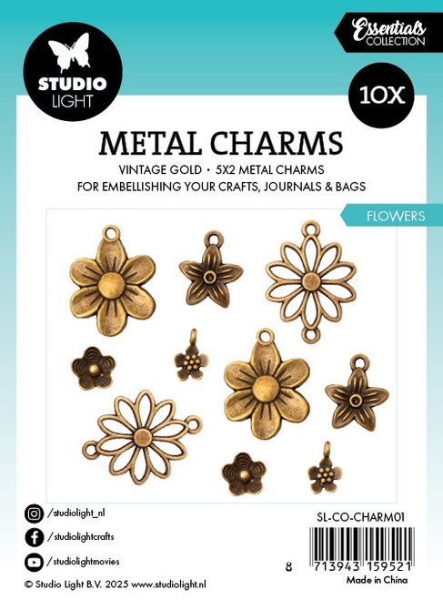 Studio Light Consumables Metal Charms 10/Pkg-Nr. 01 Flowers - 5A002W1W-1GWSC Studio Light Consumables Metal Charms 10/Pkg-Nr. 01 Flowers - 5A002W1W-1GWSC