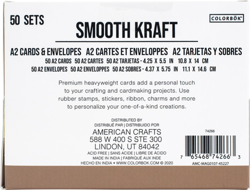 3 Pack - Colorbok A2 Cards W/Envelopes (4.375"X5.75") 50/Pkg-Kraft - 74266 3 Pack - Colorbok A2 Cards W/Envelopes (4.375"X5.75") 50/Pkg-Kraft - 74266