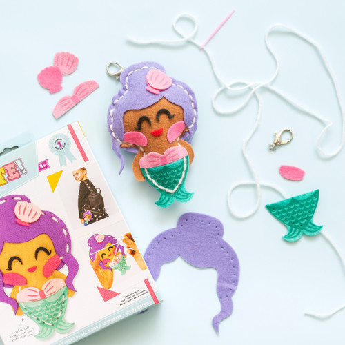 3 Pack - Colorbok Sew Cute! Felt Backpack Clip Kit-Mermaid - SCMINI-74300