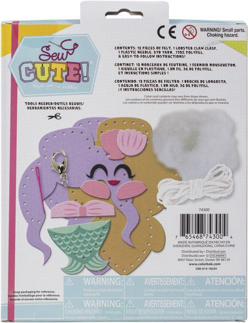 Colorbok Sew Cute! Felt Backpack Clip Kit-Mermaid - SCMINI-74300 Colorbok Sew Cute! Felt Backpack Clip Kit-Mermaid - SCMINI-74300