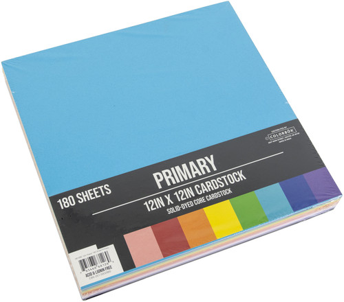Cardstock Assortment 12"X12" 180/Pkg-Primary - C68126 Cardstock Assortment 12"X12" 180/Pkg-Primary - C68126