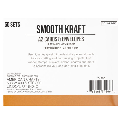 Colorbok A2 Cards W/Envelopes (4.375"X5.75") 50/Pkg-Kraft - 74266 Colorbok A2 Cards W/Envelopes (4.375"X5.75") 50/Pkg-Kraft - 74266
