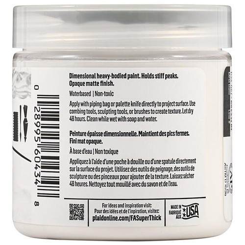 3 Pack - FolkArt Super Thick Acrylic Paint 4oz-White - 5A002XBZ-1GYBP 3 Pack - FolkArt Super Thick Acrylic Paint 4oz-White - 5A002XBZ-1GYBP