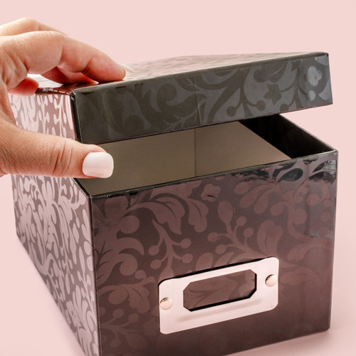 DCWV Mini Box W/Bookplate 5.33"X7.33"X4.25"-Black Floral Vine - SY047115