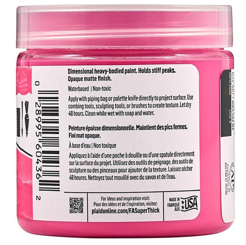 FolkArt Super Thick Acrylic Paint 4oz-Medium Pink - 5A002XBZ-1GYBN FolkArt Super Thick Acrylic Paint 4oz-Medium Pink - 5A002XBZ-1GYBN