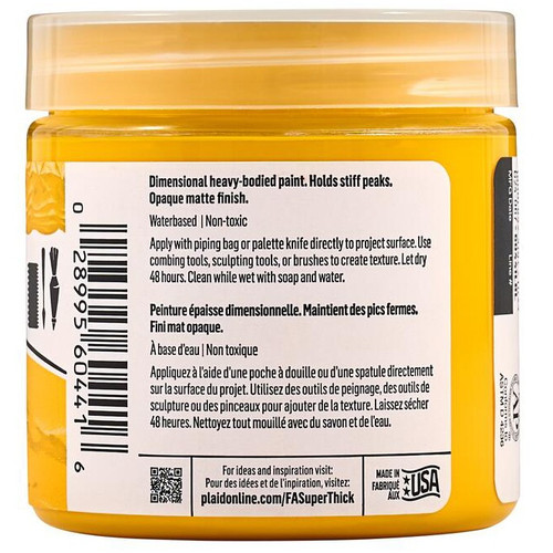 FolkArt Super Thick Acrylic Paint 4oz-Medium Yellow - 5A002XBZ-1GYBW