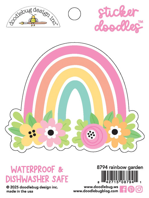3 Pack - Doodlebug Water Bottle Sticker Doodles-Rainbow Garden, Butterfly Kisses - 5A002X6T-1GY4N - 842715087941