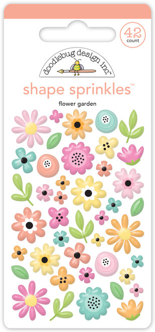 3 Pack - Doodlebug Sprinkles Adhesive Glossy Enamel Shapes-Flower Garden, 42/Pkg - 5A002X7Z-1GY56 - 842715087736