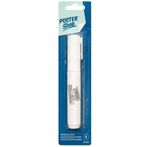 American Crafts Poster Shop Opaque Marker 8mm Chisel Tip-White - 378896 - 718813788960