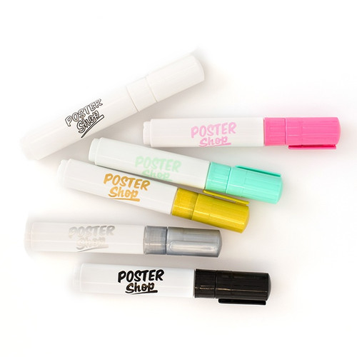 American Crafts Poster Shop Opaque Marker 8mm Chisel Tip-White - 378896