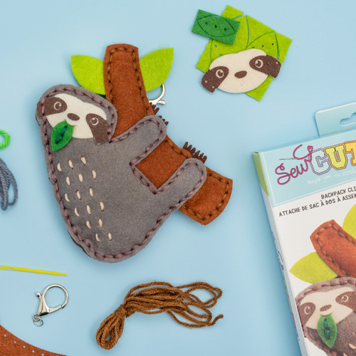 3 Pack - Colorbok Sew Cute! Felt Keychain-Sloth - 34004931