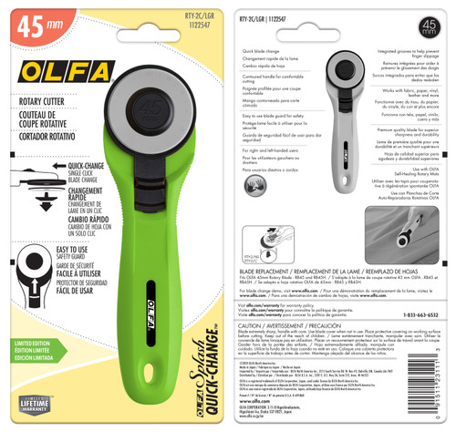 OLFA Quick-Change Rotary Cutter 45mm-Lime Green - 5A002WHG-1GX8W
