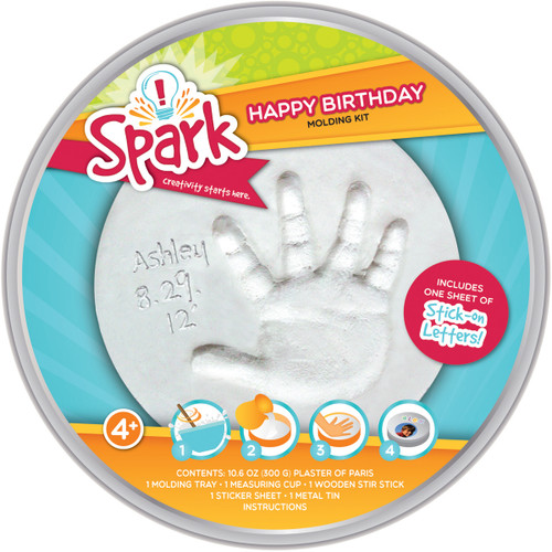 3 Pack - Colorbok Spark Happy Birthday Round Plaster Tin- - 4251006A - 780161425101