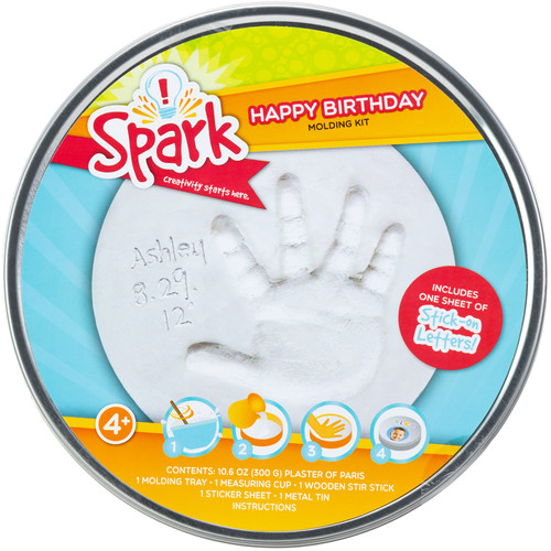 3 Pack - Colorbok Spark Happy Birthday Round Plaster Tin- - 4251006A - 780161425101