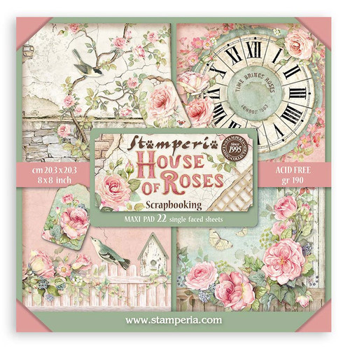 3 Pack - Stamperia Single-Sided Paper Pad 8"X8" 22/Pkg-House of Roses, 10 Designs/1 Each - 5A002WFG-1GX6N - 5993110042648