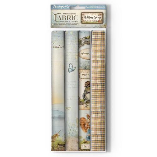 3 Pack Stamperia Polyester Fabric 12"X12" 4/Pkg-Hidden Grove 5A002WGY-1GX7R - 5993110042488