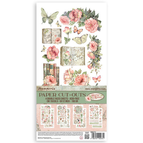 3 Pack - Stamperia Double-Sided Paper Cut-Outs 4/Pkg-House of Roses - 5A002WGH-1GX89 - 5993110042372 3 Pack - Stamperia Double-Sided Paper Cut-Outs 4/Pkg-House of Roses - 5A002WGH-1GX89 - 5993110042372