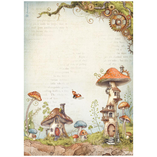 6 Pack Stamperia Rice Paper Sheet A4-Hidden Grove Mushroom Houses 5A002WDN-1GX8M - 5993110042075