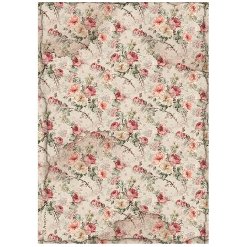 6 Pack Stamperia Rice Paper Sheet A4-House Roses Fabric 5A002WDW-1GX8T - 5993110042686