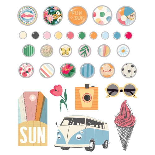 3 Pack - Sunny Days Decorative Brads-27 Brads, 6 Chipboard - 5A002WZF-1GXRZ