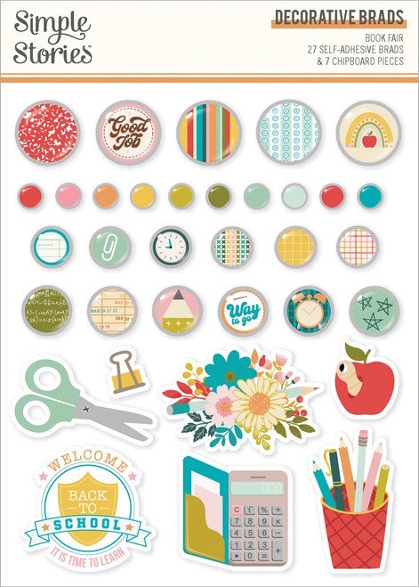 Book Fair Decorative Brads-27 Brads, 7 Chipboard - 5A002WX1-1GXV1 - 810150778120