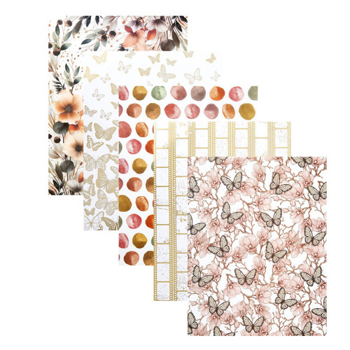 Spellbinders Printed Vellum & Foiled Acetate 8.5"X11" 5/Pkg-Golden Afternoon, Rosie's Studio - 5A002XDV-1GYCQ