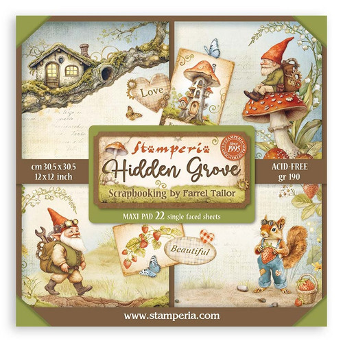 3 Pack Stamperia Single-Sided Paper Pad 12"x12" 22/Pkg-Hidden Grove 5A002WG3-1GX71 - 5993110041993