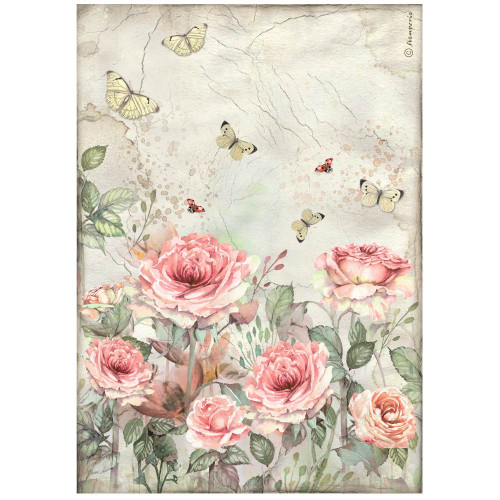Stamperia Rice Paper Sheet A4-House of Roses And Butterfly - 5A002WG2-1GX6S - 5993110042143