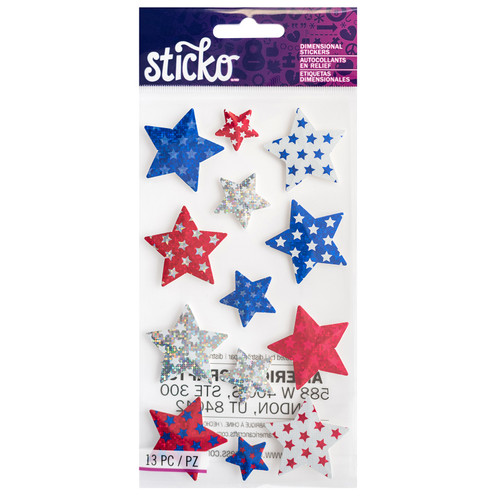 6 Pack - Sticko Seasonal Stickers-Patriotic Stars - PP1MET78 - 015586784596