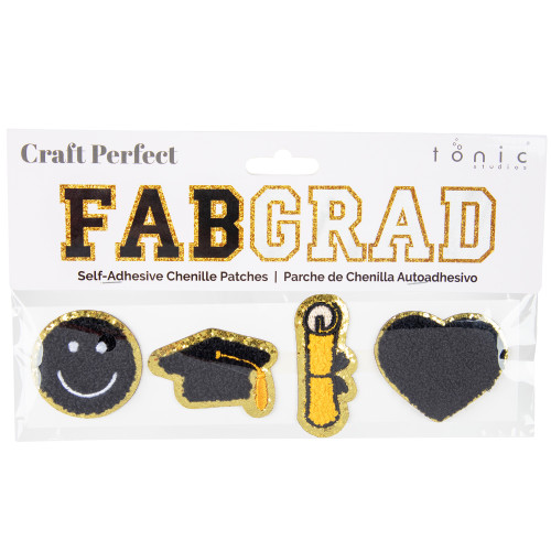 2 Pack - Chenille Self Adhesive Grad Patch Pack -Black - 5A002MK8-1GNZW - 191648181869