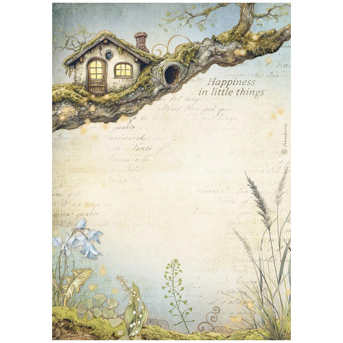 Stamperia Rice Paper Sheet A4-Hidden Grove Treehouse - 5A002WH7-1GX6B - 5993110042112