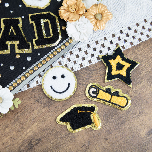 2 Pack - Craft Perfect Chenille Self Adhesive Grad Patch Pack -White - 5A002MLD-1GP07