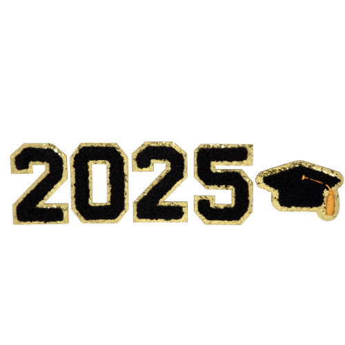 2 Pack - Chenille Self Adhesive Grad Patch -Black - 5A002MK2-1GP0B