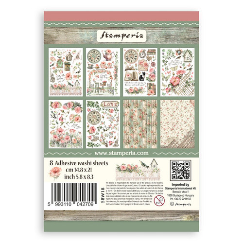 Stamperia A5 Washi Pad 8/Pkg-House of Roses - 5A002WF2-1GX8D Stamperia A5 Washi Pad 8/Pkg-House of Roses - 5A002WF2-1GX8D