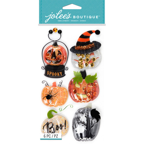 Jolee's Le Grande Dimensional Stickers-Pumpkin Snow Globes - E5051052 - 015586950588