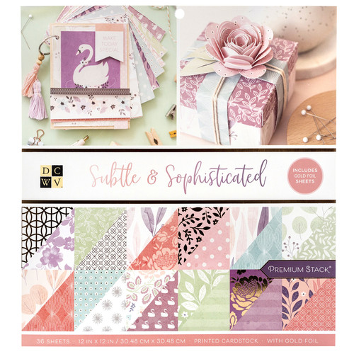 DCWV Double-Sided Cardstock Stack 12"X12" 36/Pkg-Subtle & Sophisticated, W/Gold Foil - PS615010 - 611356150105