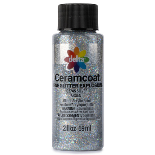 Delta Ceramcoat Fine Glitter Explosion Acrylic Paint 2oz-Silver - 5A002XXP-1GYR3 - 017158027452