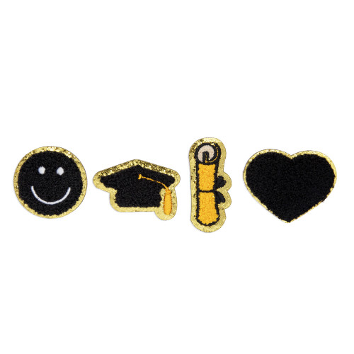 Chenille Self Adhesive Grad Patch Pack -Black - 5A002MK8-1GNZW