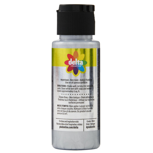 Delta Ceramcoat Lux Metallic Acrylic Paint 2oz-Silver - 5A002XXN-1GYR8