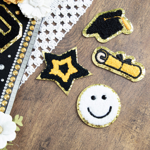 Craft Perfect Chenille Self Adhesive Grad Patch Pack -White - 5A002MLD-1GP07 Craft Perfect Chenille Self Adhesive Grad Patch Pack -White - 5A002MLD-1GP07