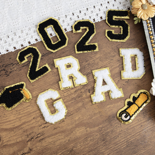 Chenille Self Adhesive Grad Patch -White - 5A002MLB-1GP02 Chenille Self Adhesive Grad Patch -White - 5A002MLB-1GP02