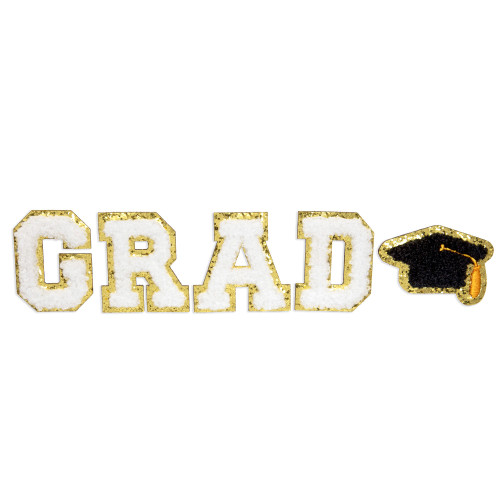 Chenille Self Adhesive Grad Patch -White - 5A002MK7-1GP12