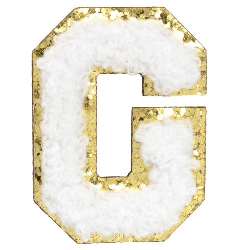 Chenille Self Adhesive Grad Patch -White - 5A002MK7-1GP12 Chenille Self Adhesive Grad Patch -White - 5A002MK7-1GP12