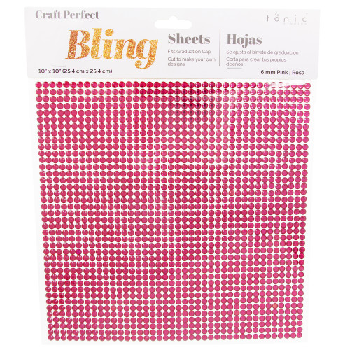 Craft Perfect Gem 10"X10" Gem Sheet 6MM-Pink - 5A002MKX-1GP15 - 191648181555