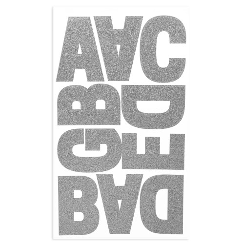Craft Perfect Glitter Alphabet Sticker Sheet 2IN-Silver - 5A002MKM-1GP16